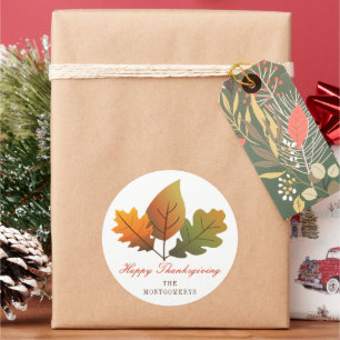 Colourful Fall / Autumn Leaves Thanksgiving Party Classic Round Sticker