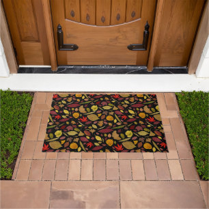 Colourful Fall Autumn Season Dried Leaves Dark Doormat