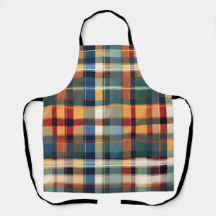 Colourful Fall Autumn Thanksgiving Plaid Print Apron