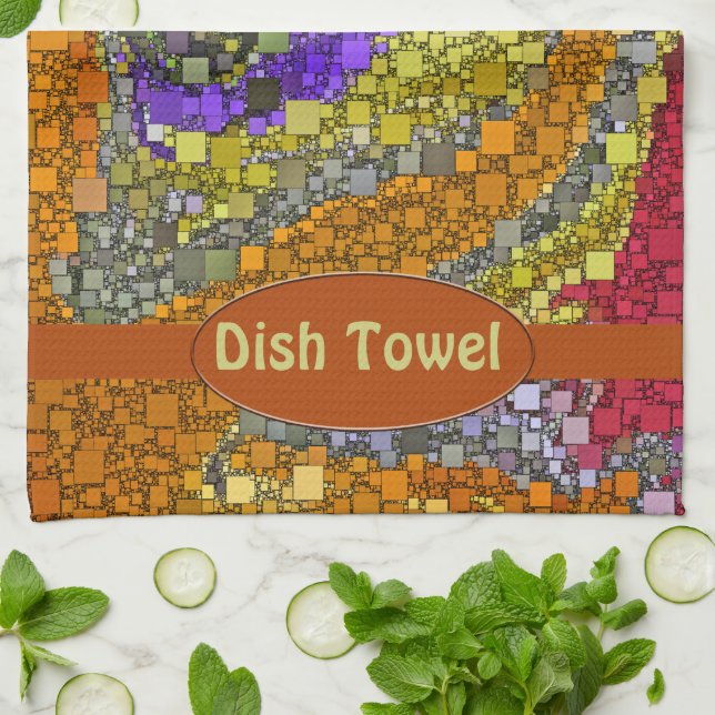 Colourful Fall Bouquet Box Design Kitchen Towel (Folded)