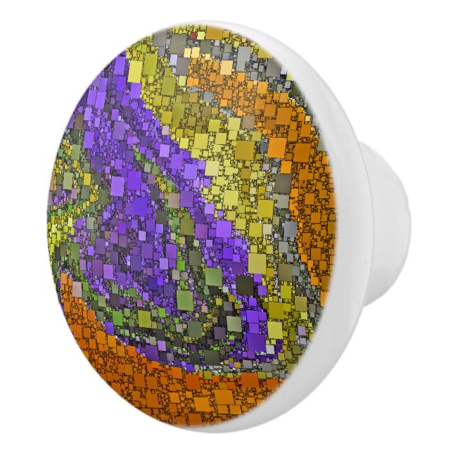 Colourful Fall Bouquet Geometric Design Ceramic Knob (Right)