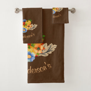 Colourful Fall Floral Arrangement Bath Towel Set