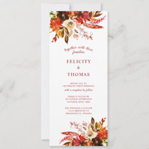 Colourful Fall Floral Elegant Boho Wedding Invitation