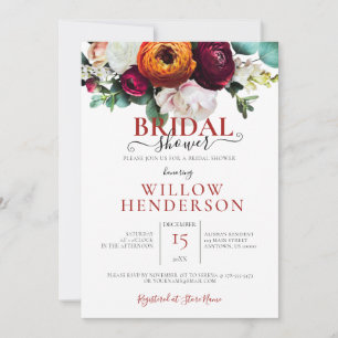 Colourful Fall Floral Wedding Shower  Invitation