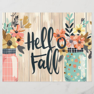 colourful fall flower pattern scrapbook paper