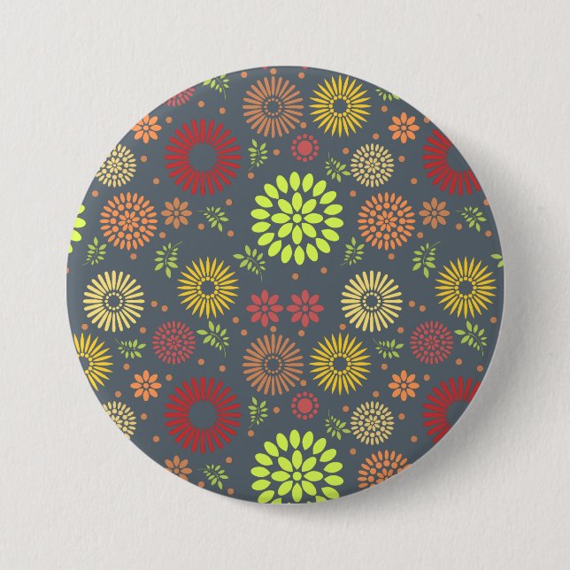 Colourful Fall Flowers in Warm Shades 3 Inch Round Button (Front)