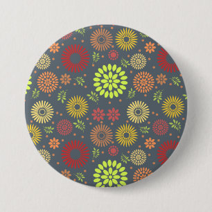 Colourful Fall Flowers in Warm Shades 3 Inch Round Button