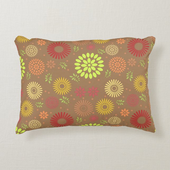 Colourful Fall Flowers in Warm Shades Accent Pillow (Front)