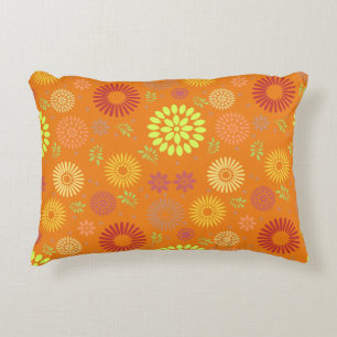 Colourful Fall Flowers in Warm Shades Accent Pillow