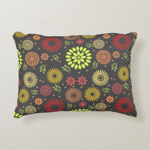 Colourful Fall Flowers in Warm Shades Accent Pillow