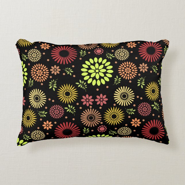 Colourful Fall Flowers in Warm Shades Accent Pillow (Front)