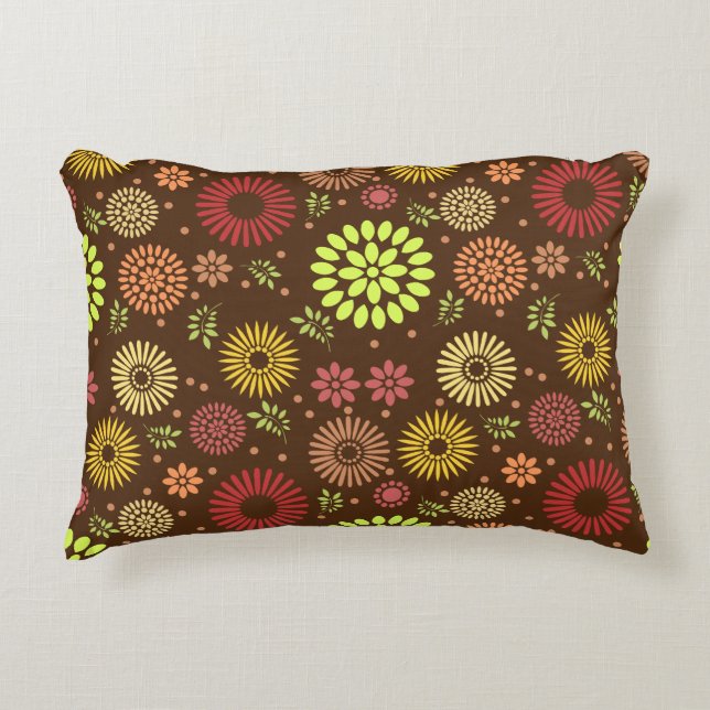 Colourful Fall Flowers in Warm Shades Accent Pillow (Front)