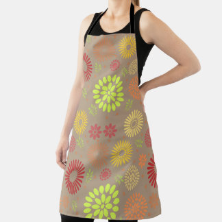 Colourful Fall Flowers in Warm Shades Apron