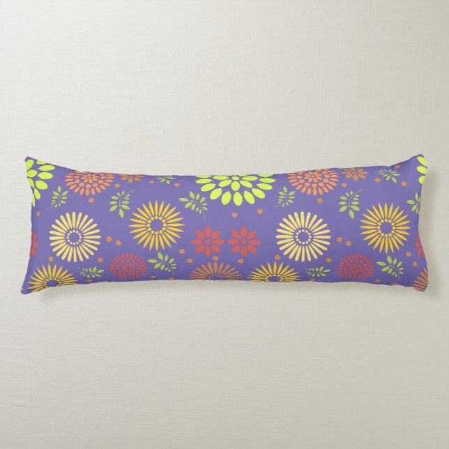 Colourful Fall Flowers in Warm Shades Body Pillow (Front)