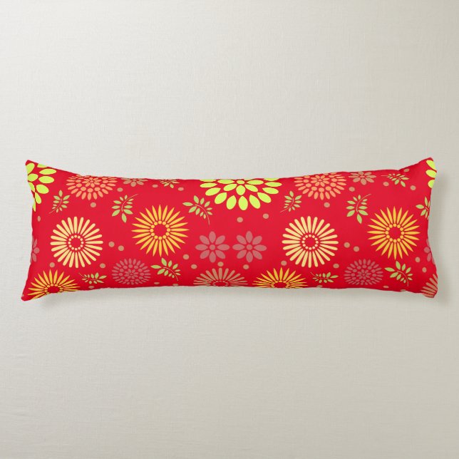 Colourful Fall Flowers in Warm Shades Body Pillow (Front)