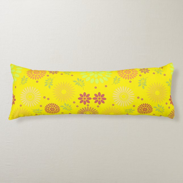 Colourful Fall Flowers in Warm Shades Body Pillow (Front)
