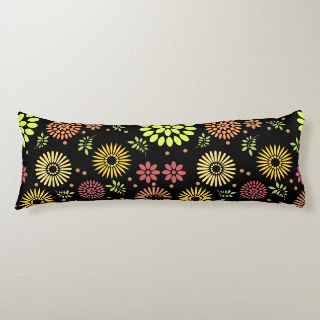 Colourful Fall Flowers in Warm Shades Body Pillow (Front)