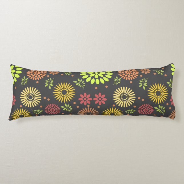 Colourful Fall Flowers in Warm Shades Body Pillow (Front)