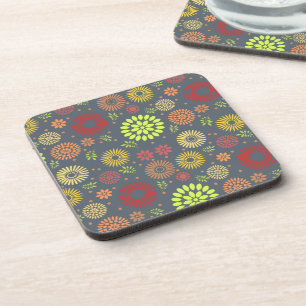 Colourful Fall Flowers in Warm Shades Coaster