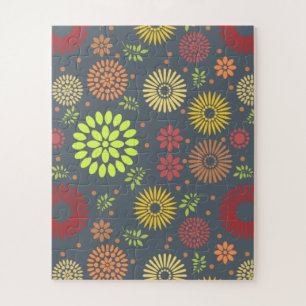 Colourful Fall Flowers in Warm Shades Jigsaw Puzzle