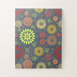 Colourful Fall Flowers in Warm Shades Jigsaw Puzzle