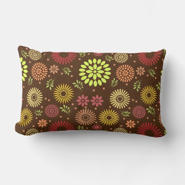 Colourful Fall Flowers in Warm Shades Lumbar Pillow (Front)