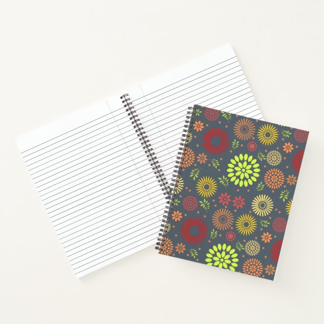 Colourful Fall Flowers in Warm Shades Notebook (Inside)