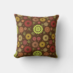 Colourful Fall Flowers in Warm Shades Throw Pillow