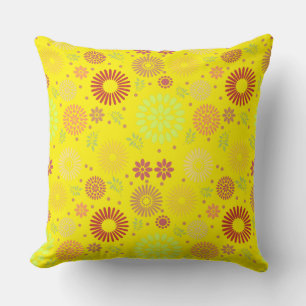 Colourful Fall Flowers in Warm Shades Throw Pillow