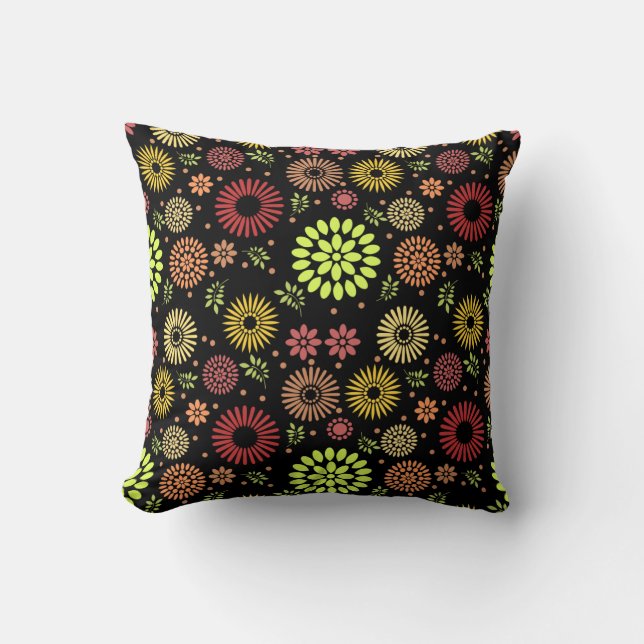 Colourful Fall Flowers in Warm Shades Throw Pillow (Front)