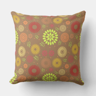 Colourful Fall Flowers in Warm Shades Throw Pillow