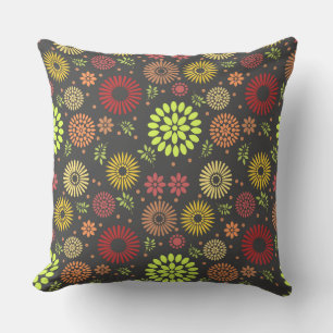 Colourful Fall Flowers in Warm Shades Throw Pillow