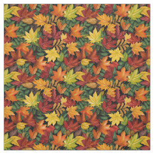 Colourful Fall Foliage leaf pattern Fabric