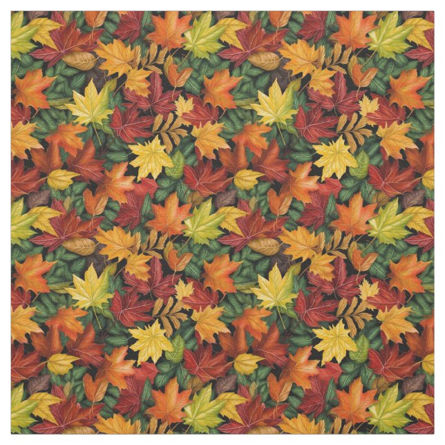 Colourful Fall Foliage leaf pattern Fabric (Swatch)