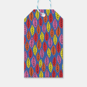 Colourful fall leaf pattern gift tags