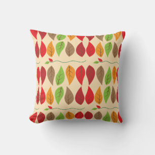 Colourful Fall Leaf Pattern Throw Pillow