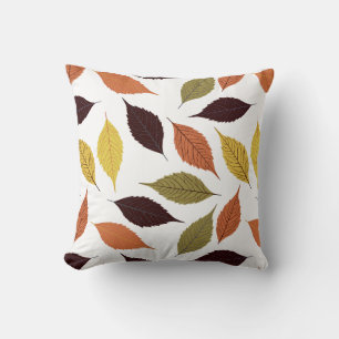 Colourful Fall Leafs White Background Throw Pillow