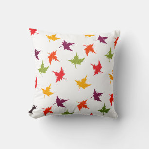 Colourful Fall Leaves Autumn Red Yellow Purple Throw Pillow