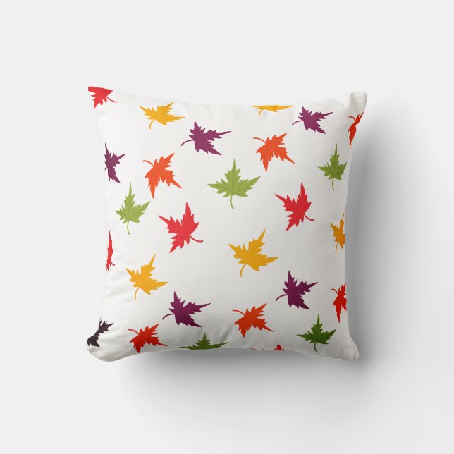 Colourful Fall Leaves Autumn Red Yellow Purple Throw Pillow (Front)