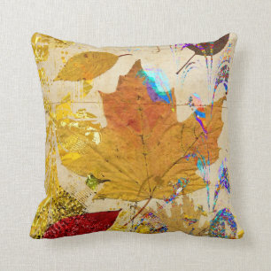 Colourful Fall Leaves Collage Custom Pillow