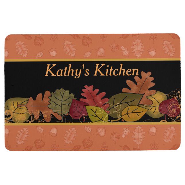 Colourful Fall Leaves Custom Floor Mat (Front)