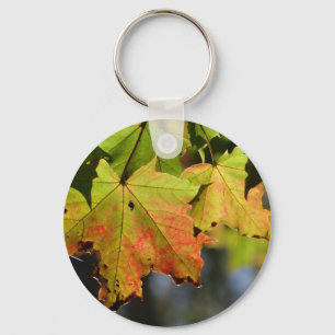 Colourful fall leaves keychain