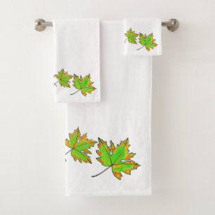 Colourful fall leaves leaf maple leaves bath towel set