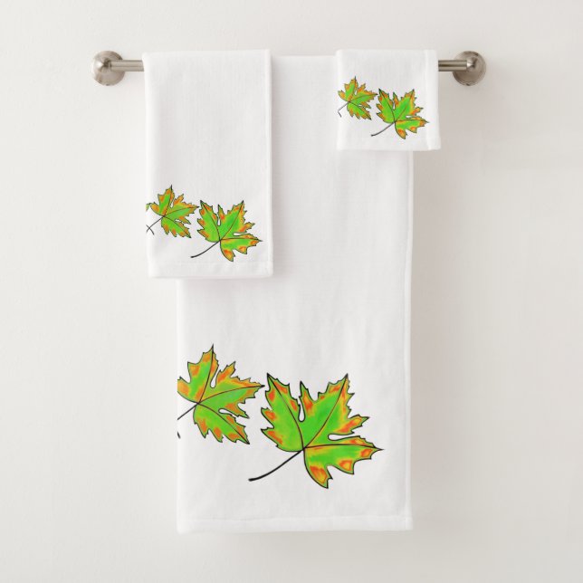 Colourful fall leaves leaf maple leaves bath towel set (Insitu)