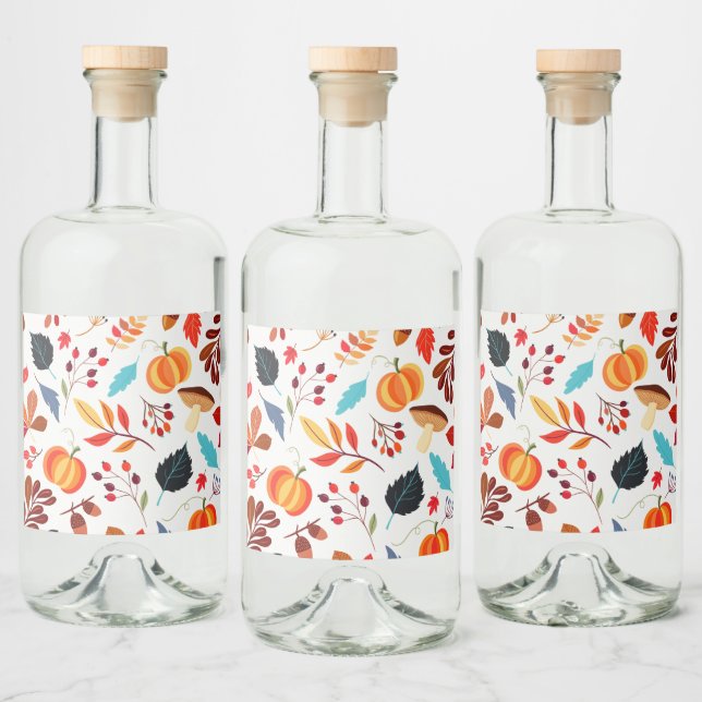 Colourful Fall Leaves Liquor Bottle Label (Bottles)