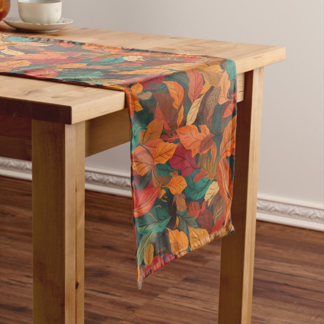 Colourful Fall Leaves Long Table Runner (In Situ)