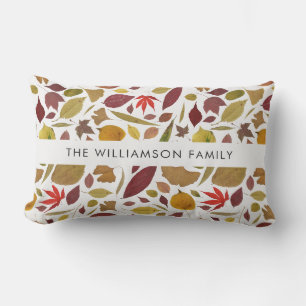 Colourful Fall Leaves Pattern Personalized Lumbar Pillow
