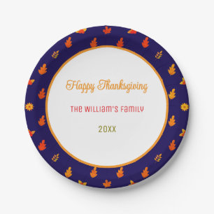 Colourful Fall Leaves Pattern Thanksgiving Party Paper Plate