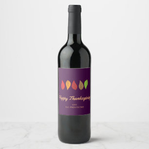 Colourful Fall Leaves, Thanksgiving Personalized Wine Label