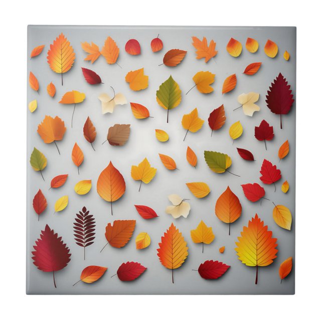 Colourful Fall Leaves Tile (Front)